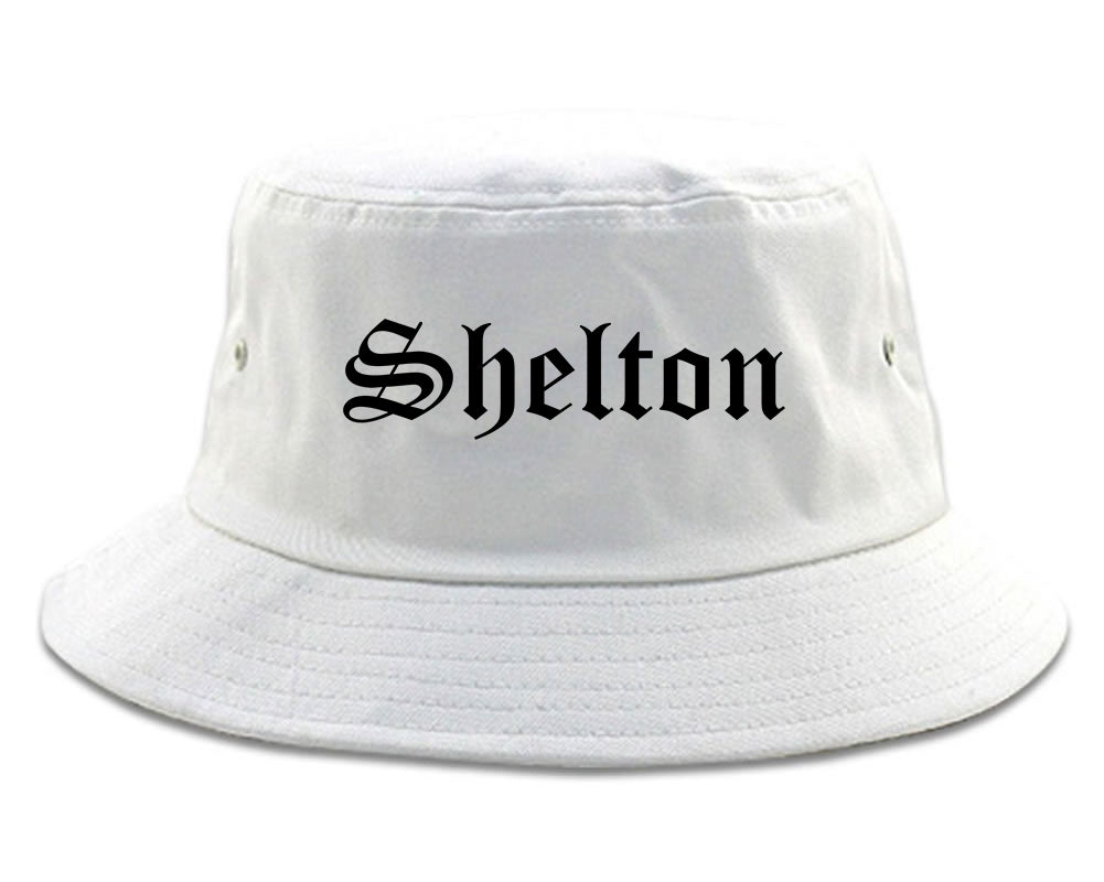 Shelton Connecticut CT Old English Mens Bucket Hat White