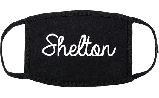 Shelton Washington WA Script Cotton Face Mask Black