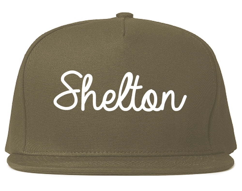 Shelton Washington WA Script Mens Snapback Hat Grey
