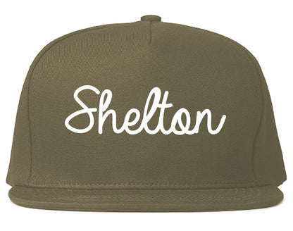 Shelton Washington WA Script Mens Snapback Hat Grey