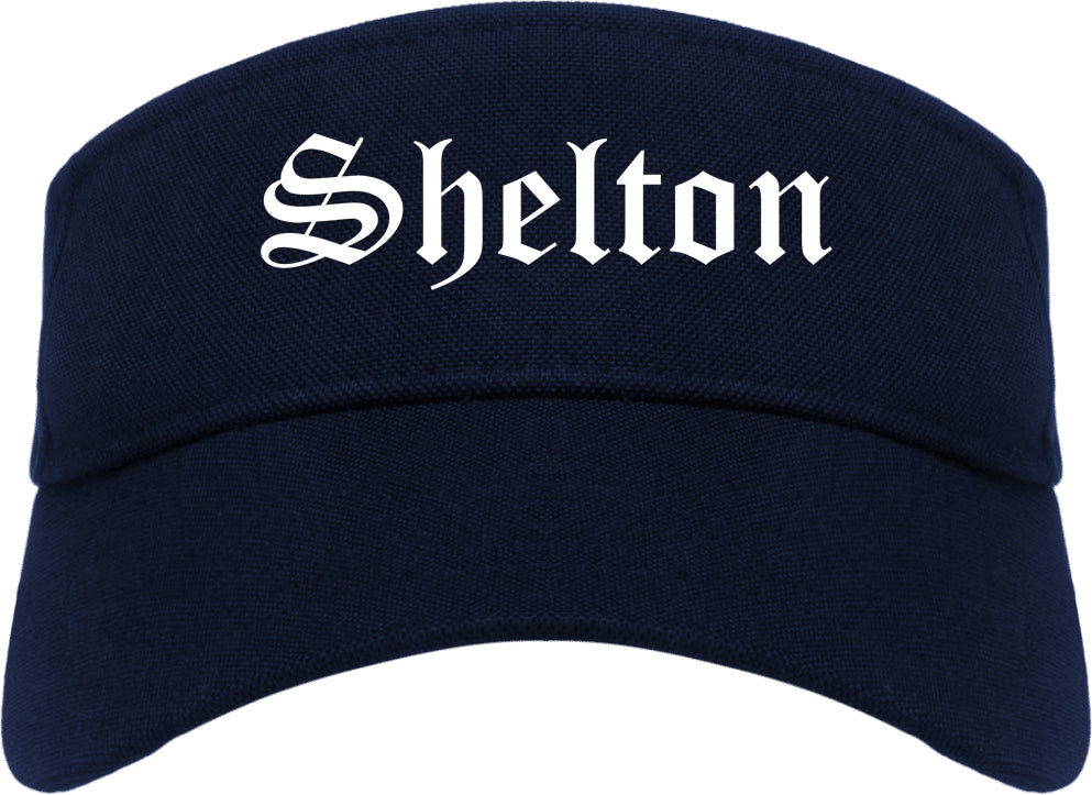 Shelton Washington WA Old English Mens Visor Cap Hat Navy Blue