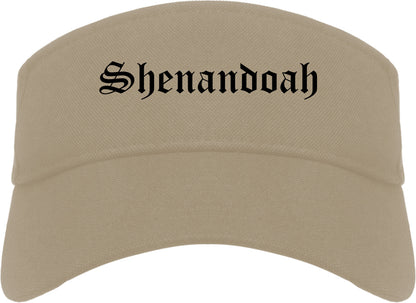 Shenandoah Iowa IA Old English Mens Visor Cap Hat Khaki