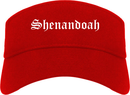 Shenandoah Iowa IA Old English Mens Visor Cap Hat Red