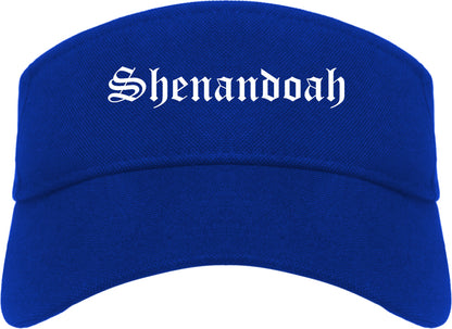 Shenandoah Iowa IA Old English Mens Visor Cap Hat Royal Blue