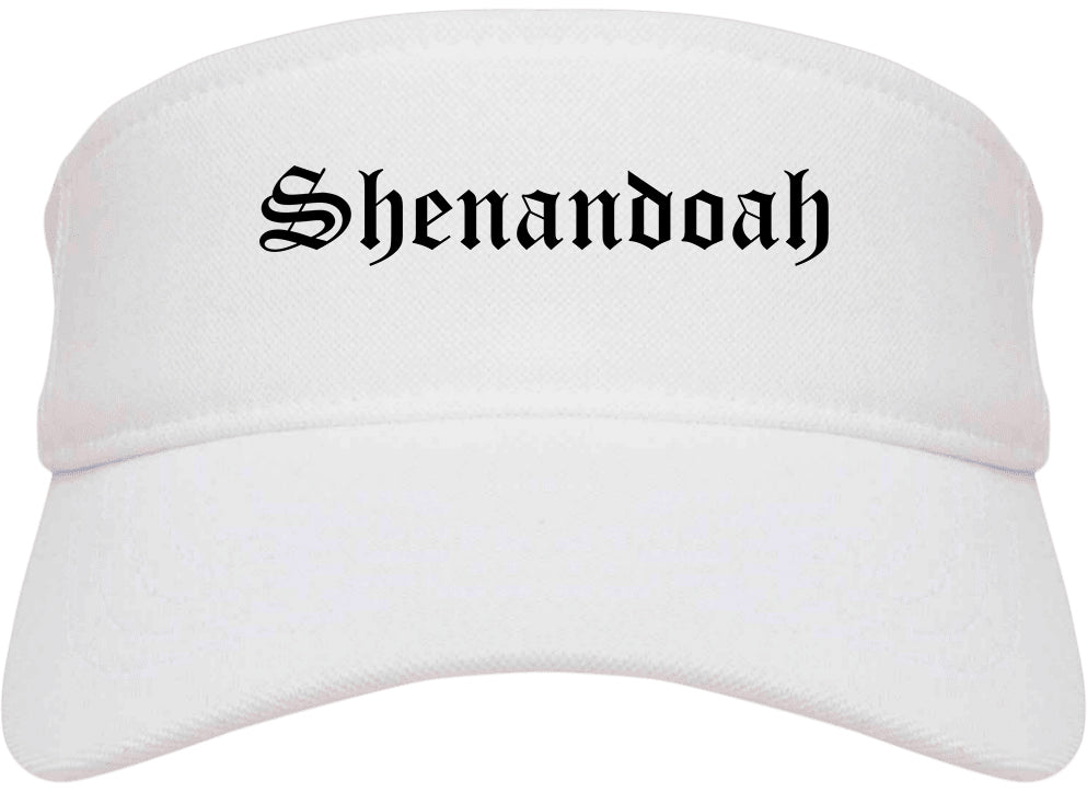 Shenandoah Iowa IA Old English Mens Visor Cap Hat White