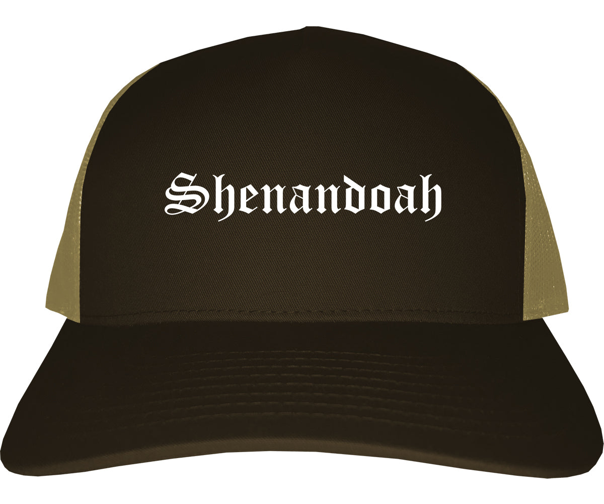 Shenandoah Pennsylvania PA Old English Mens Trucker Hat Cap Brown