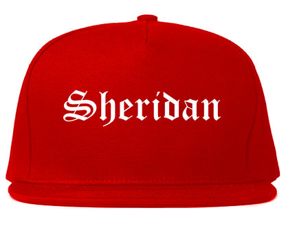 Sheridan Arkansas AR Old English Mens Snapback Hat Red