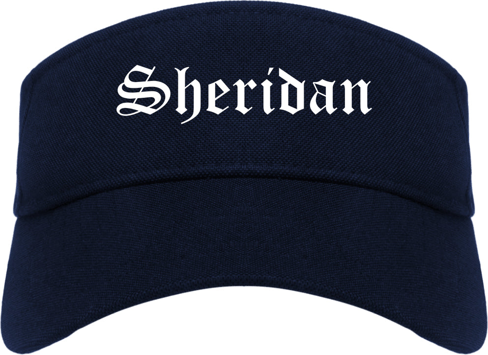 Sheridan Arkansas AR Old English Mens Visor Cap Hat Navy Blue