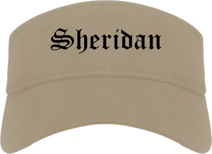 Sheridan Colorado CO Old English Mens Visor Cap Hat Khaki