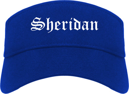 Sheridan Colorado CO Old English Mens Visor Cap Hat Royal Blue