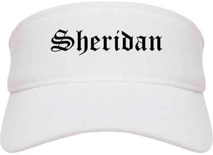 Sheridan Colorado CO Old English Mens Visor Cap Hat White