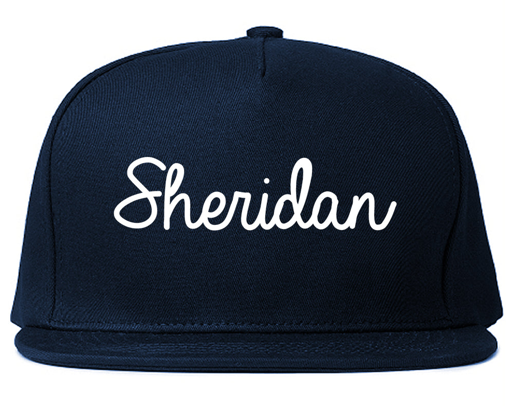 Sheridan Oregon OR Script Mens Snapback Hat Navy Blue