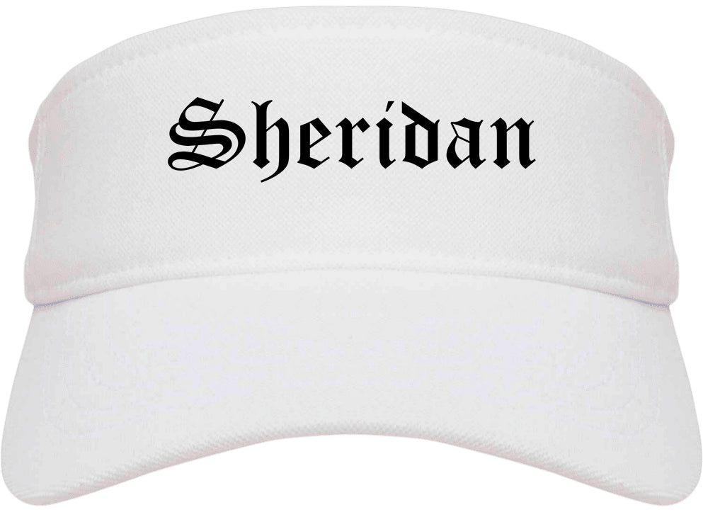 Sheridan Oregon OR Old English Mens Visor Cap Hat White