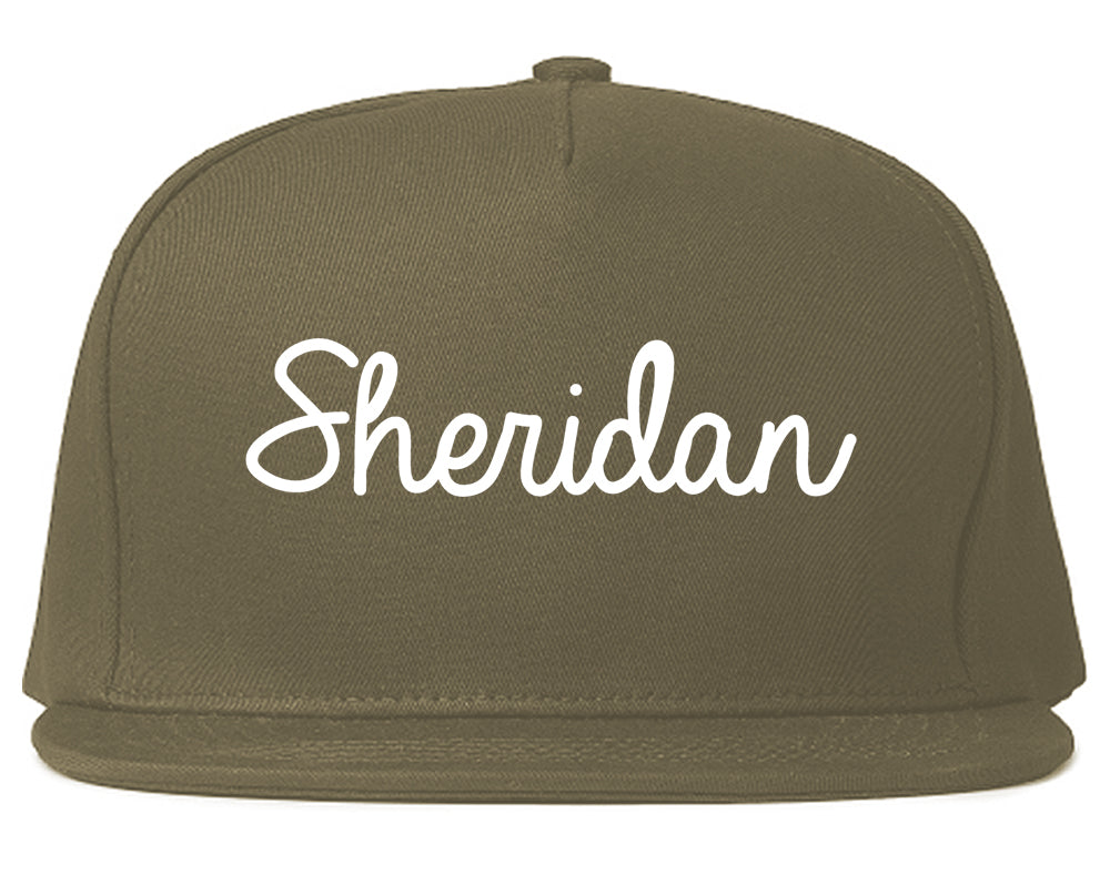 Sheridan Wyoming WY Script Mens Snapback Hat Grey