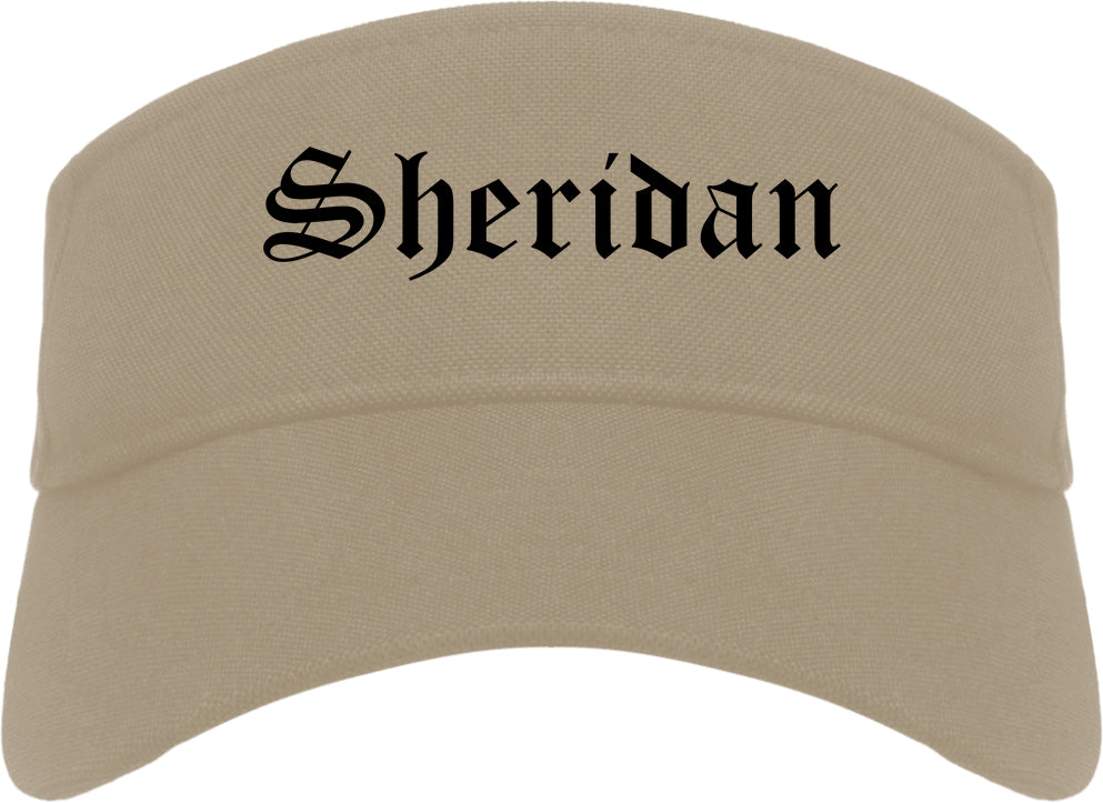 Sheridan Wyoming WY Old English Mens Visor Cap Hat Khaki