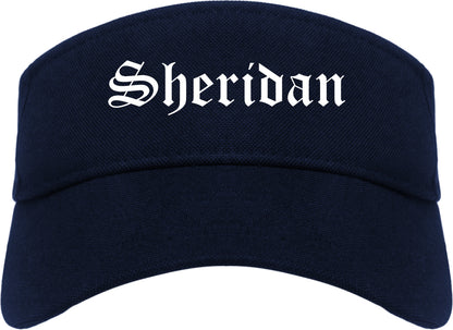 Sheridan Wyoming WY Old English Mens Visor Cap Hat Navy Blue