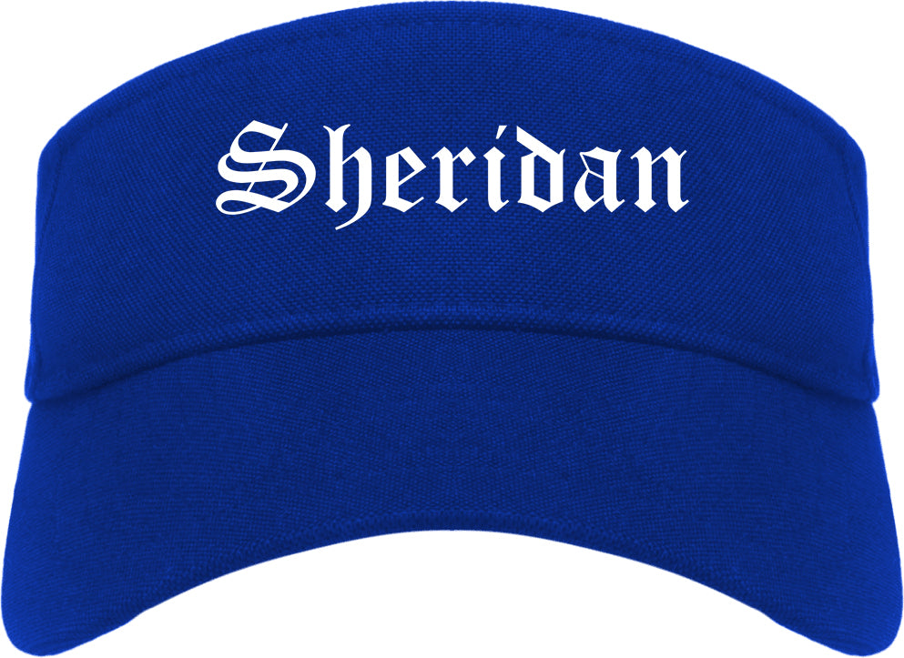 Sheridan Wyoming WY Old English Mens Visor Cap Hat Royal Blue