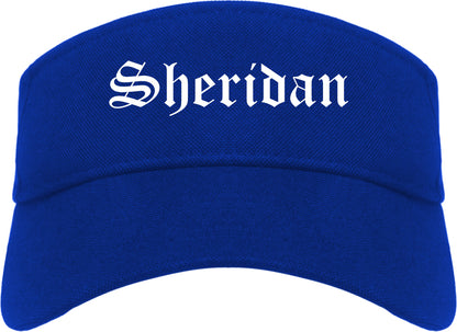 Sheridan Wyoming WY Old English Mens Visor Cap Hat Royal Blue