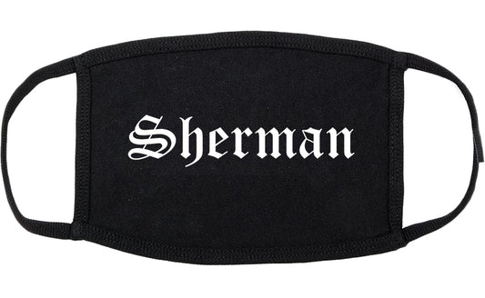 Sherman Texas TX Old English Cotton Face Mask Black