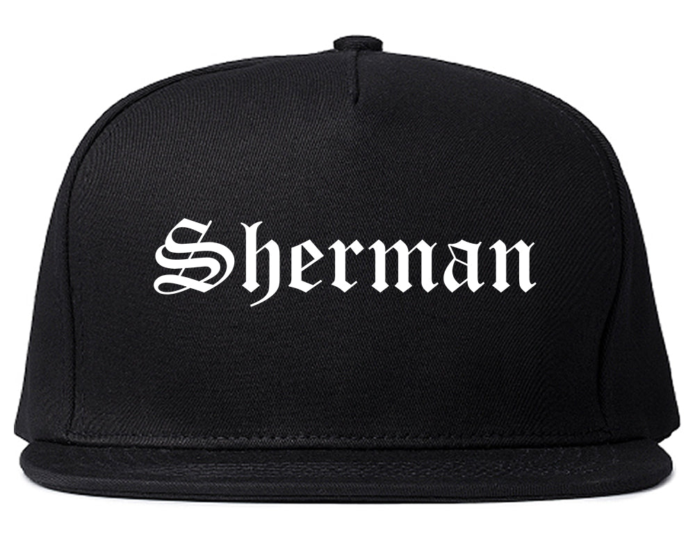 Sherman Texas TX Old English Mens Snapback Hat Black