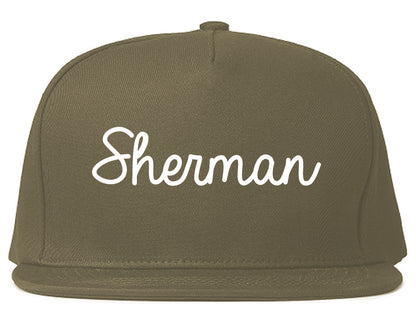Sherman Texas TX Script Mens Snapback Hat Grey