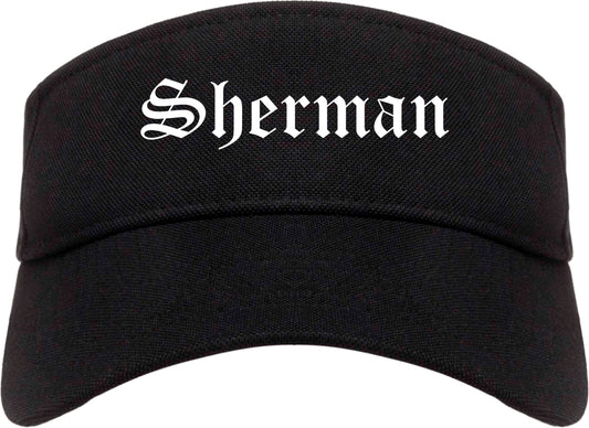 Sherman Texas TX Old English Mens Visor Cap Hat Black