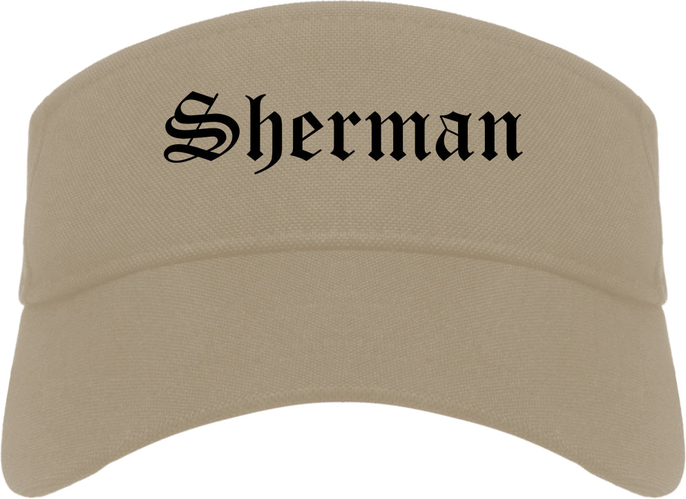 Sherman Texas TX Old English Mens Visor Cap Hat Khaki
