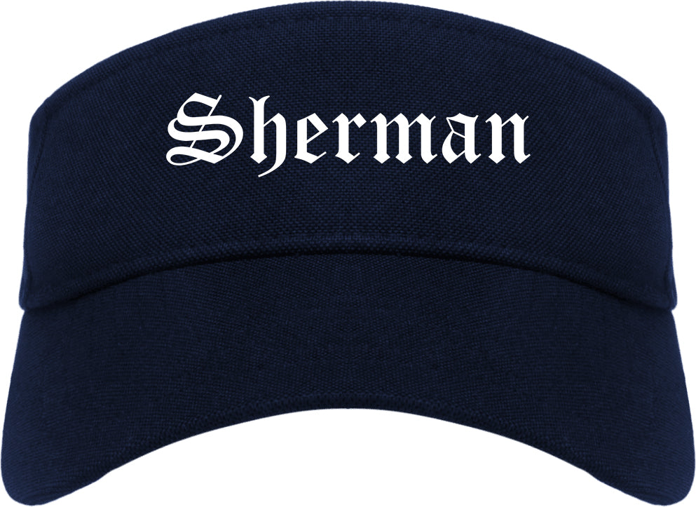 Sherman Texas TX Old English Mens Visor Cap Hat Navy Blue