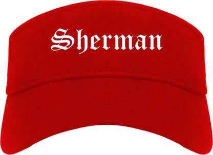 Sherman Texas TX Old English Mens Visor Cap Hat Red