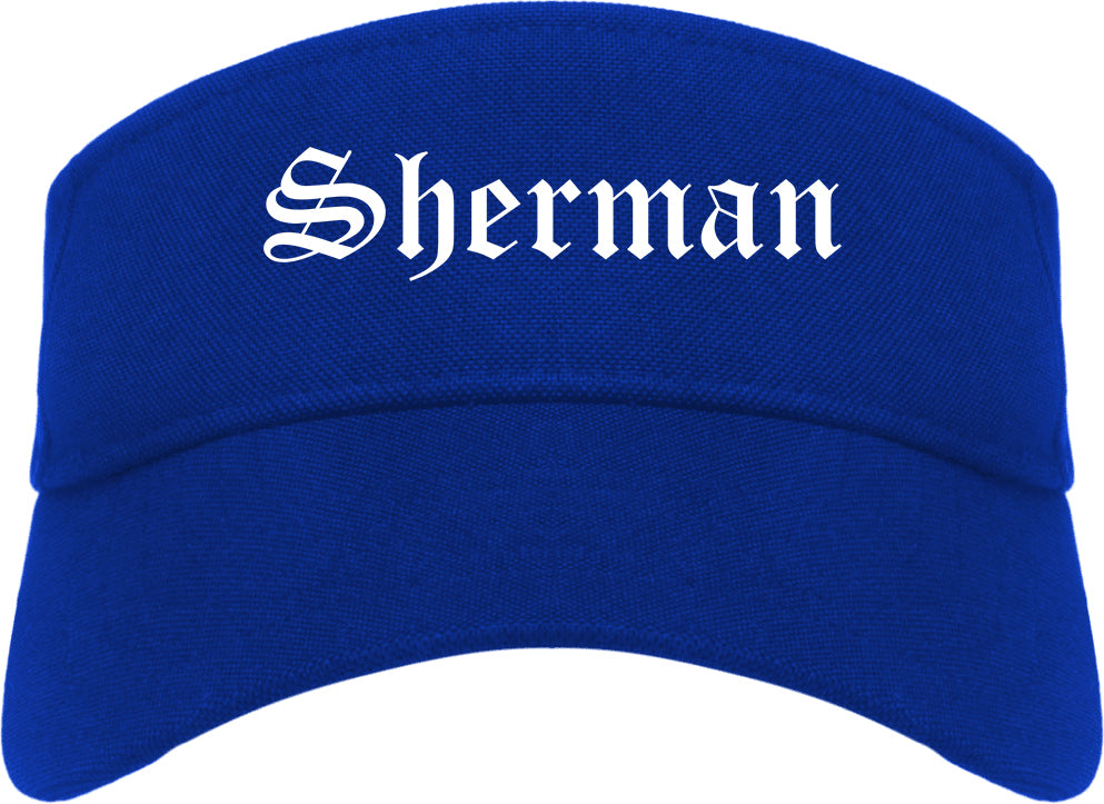 Sherman Texas TX Old English Mens Visor Cap Hat Royal Blue