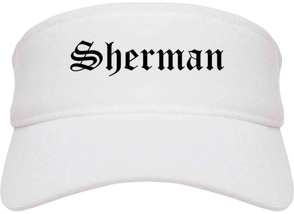 Sherman Texas TX Old English Mens Visor Cap Hat White