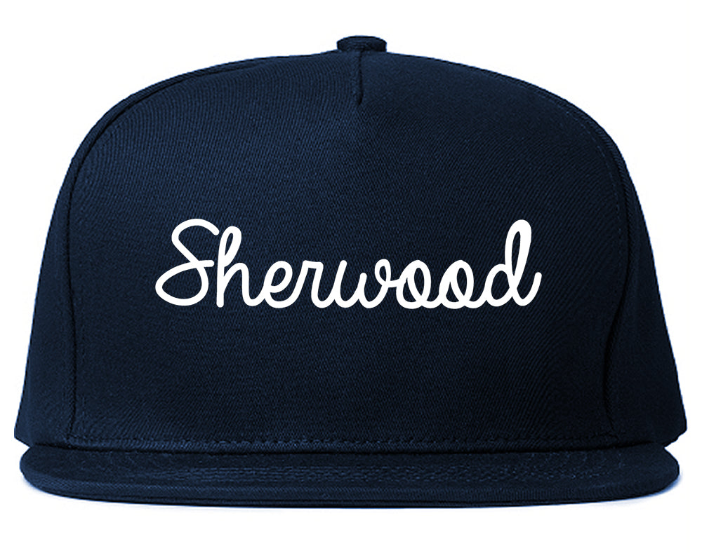 Sherwood Arkansas AR Script Mens Snapback Hat Navy Blue