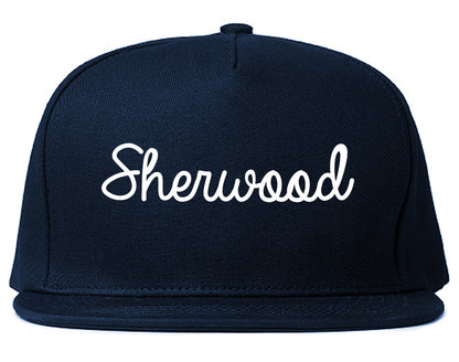 Sherwood Arkansas AR Script Mens Snapback Hat Navy Blue