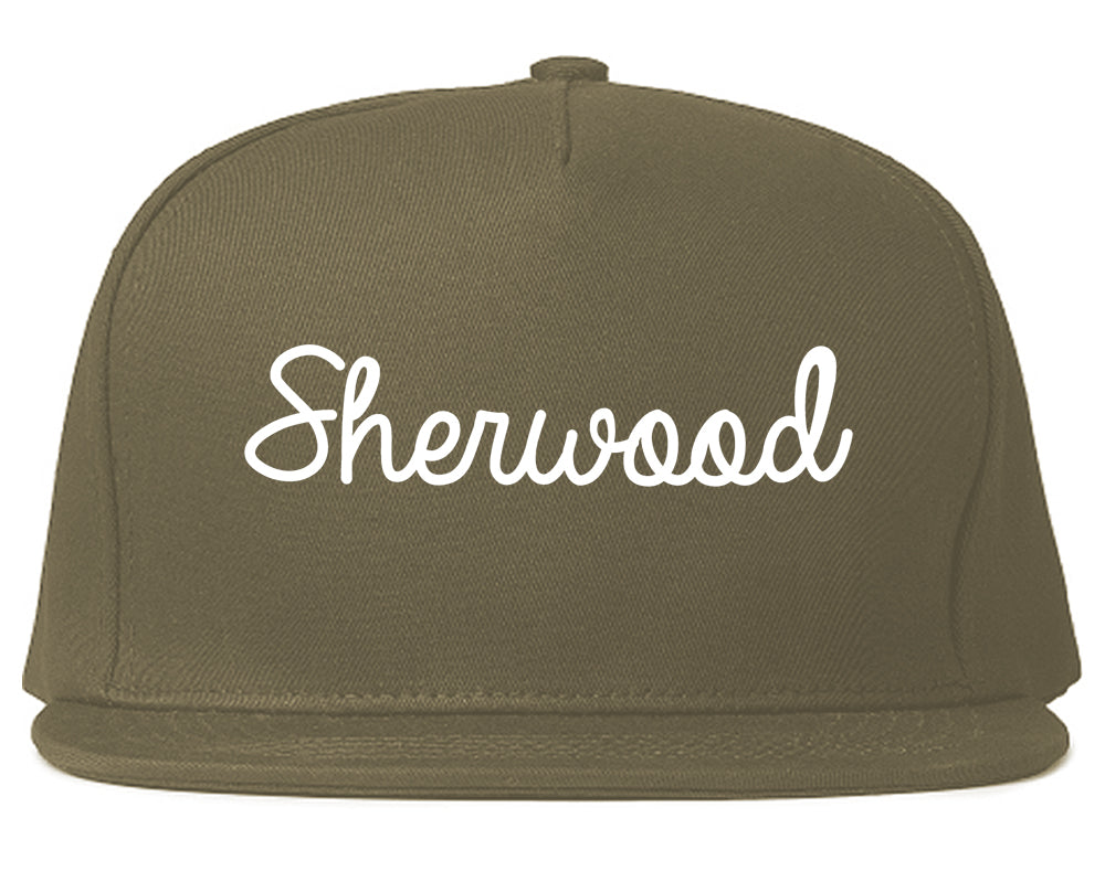 Sherwood Oregon OR Script Mens Snapback Hat Grey
