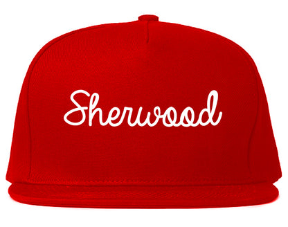 Sherwood Oregon OR Script Mens Snapback Hat Red