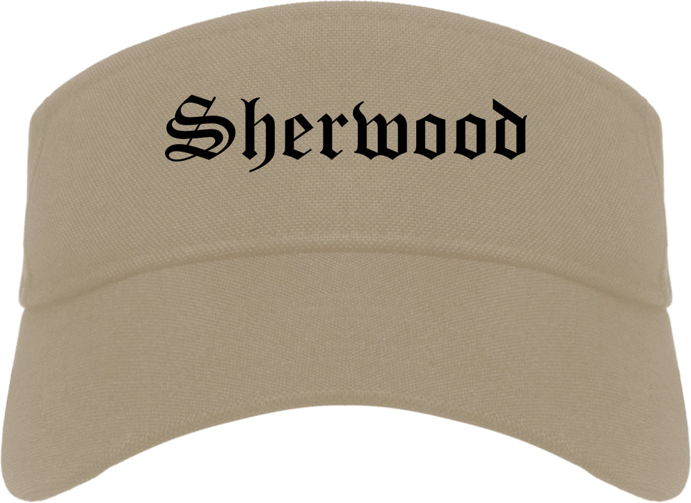 Sherwood Oregon OR Old English Mens Visor Cap Hat Khaki