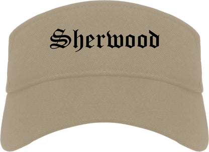 Sherwood Oregon OR Old English Mens Visor Cap Hat Khaki
