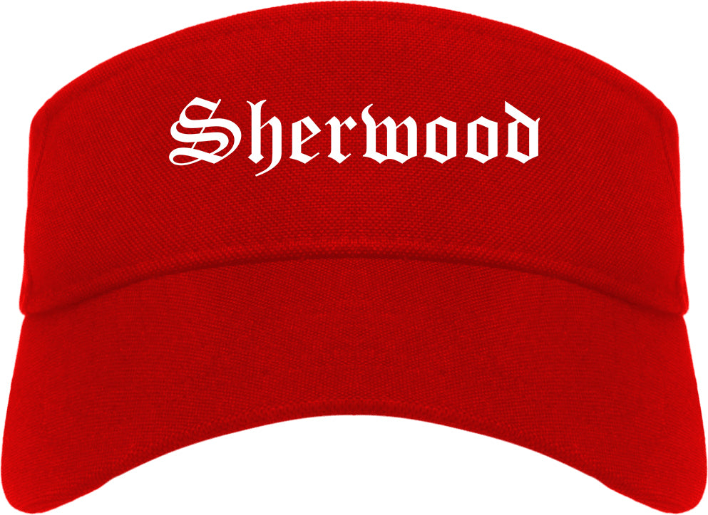 Sherwood Oregon OR Old English Mens Visor Cap Hat Red