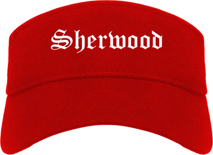 Sherwood Oregon OR Old English Mens Visor Cap Hat Red