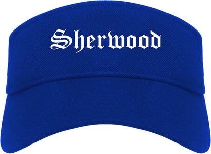 Sherwood Oregon OR Old English Mens Visor Cap Hat Royal Blue