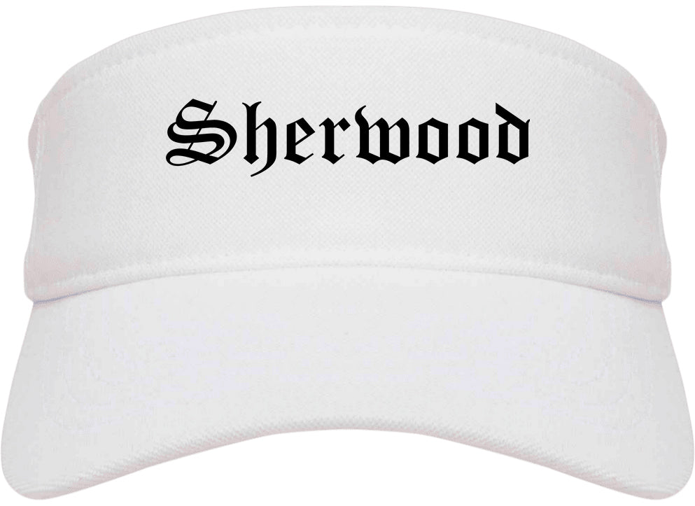 Sherwood Oregon OR Old English Mens Visor Cap Hat White