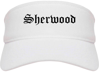 Sherwood Oregon OR Old English Mens Visor Cap Hat White