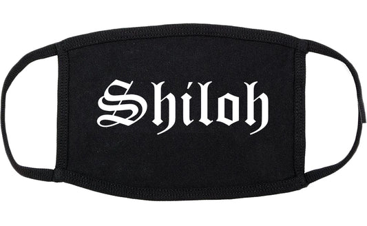 Shiloh Illinois IL Old English Cotton Face Mask Black