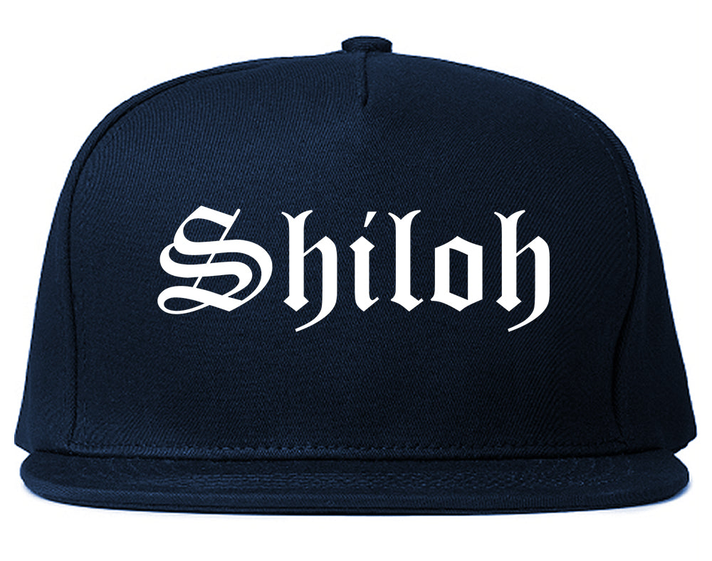 Shiloh Illinois IL Old English Mens Snapback Hat Navy Blue