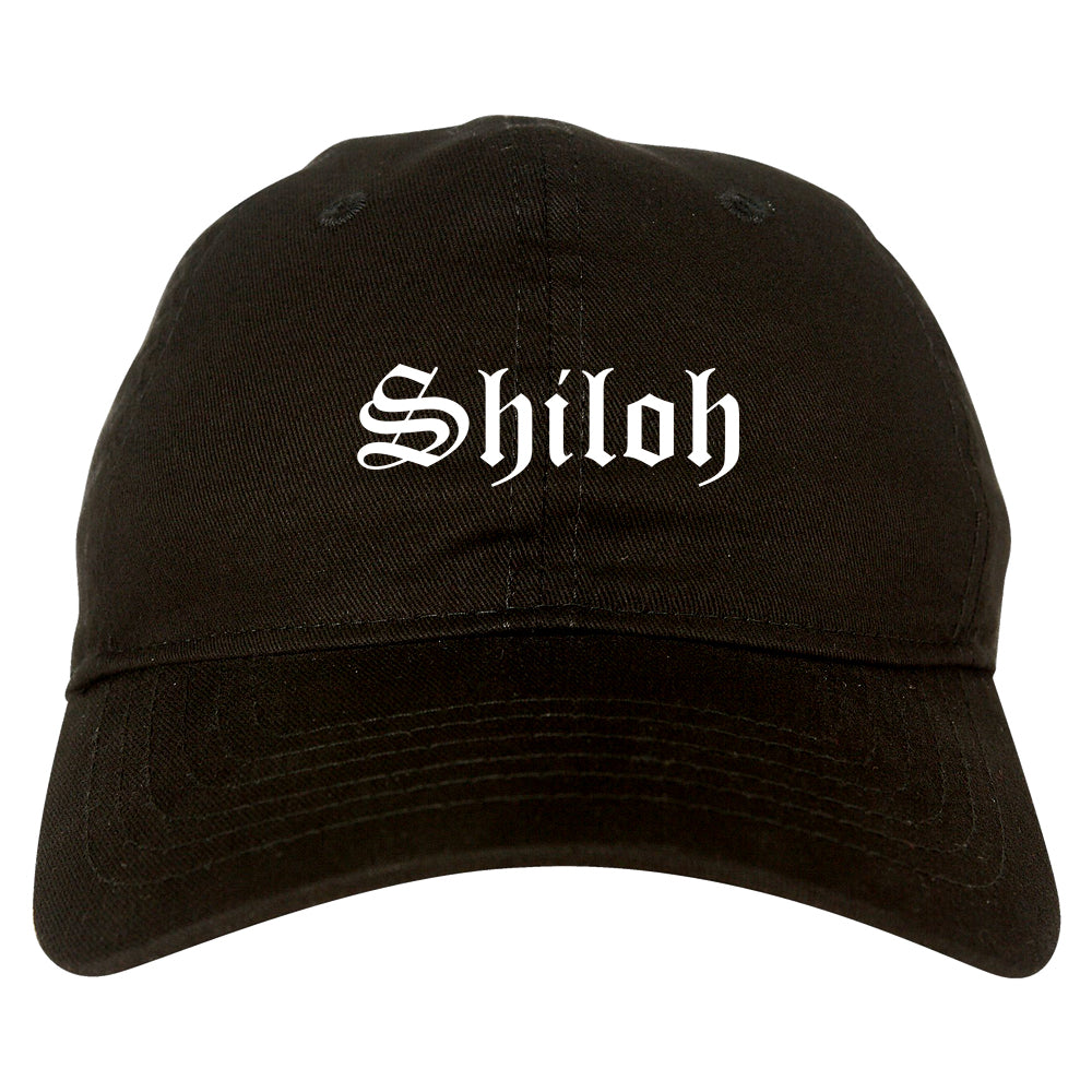 Shiloh Illinois IL Old English Mens Dad Hat Baseball Cap Black
