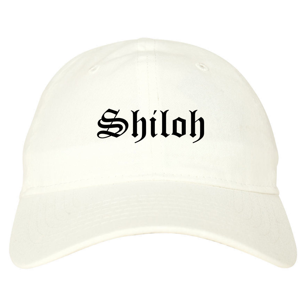 Shiloh Illinois IL Old English Mens Dad Hat Baseball Cap White
