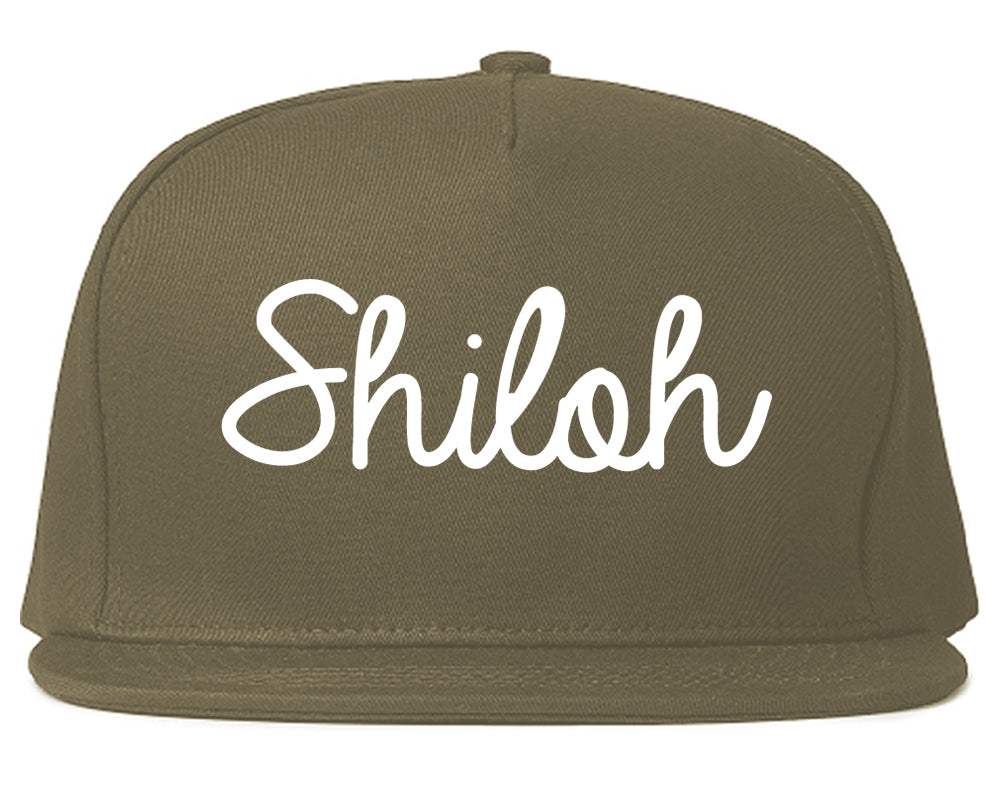 Shiloh Illinois IL Script Mens Snapback Hat Grey