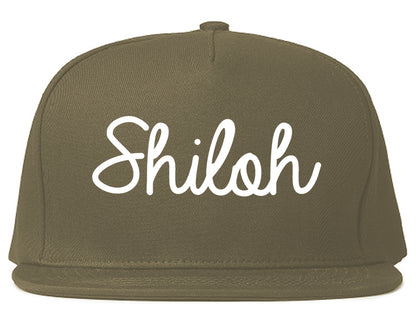 Shiloh Illinois IL Script Mens Snapback Hat Grey