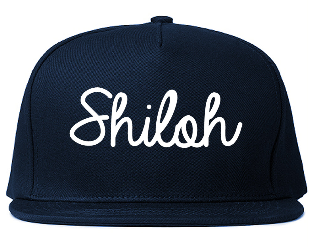 Shiloh Illinois IL Script Mens Snapback Hat Navy Blue