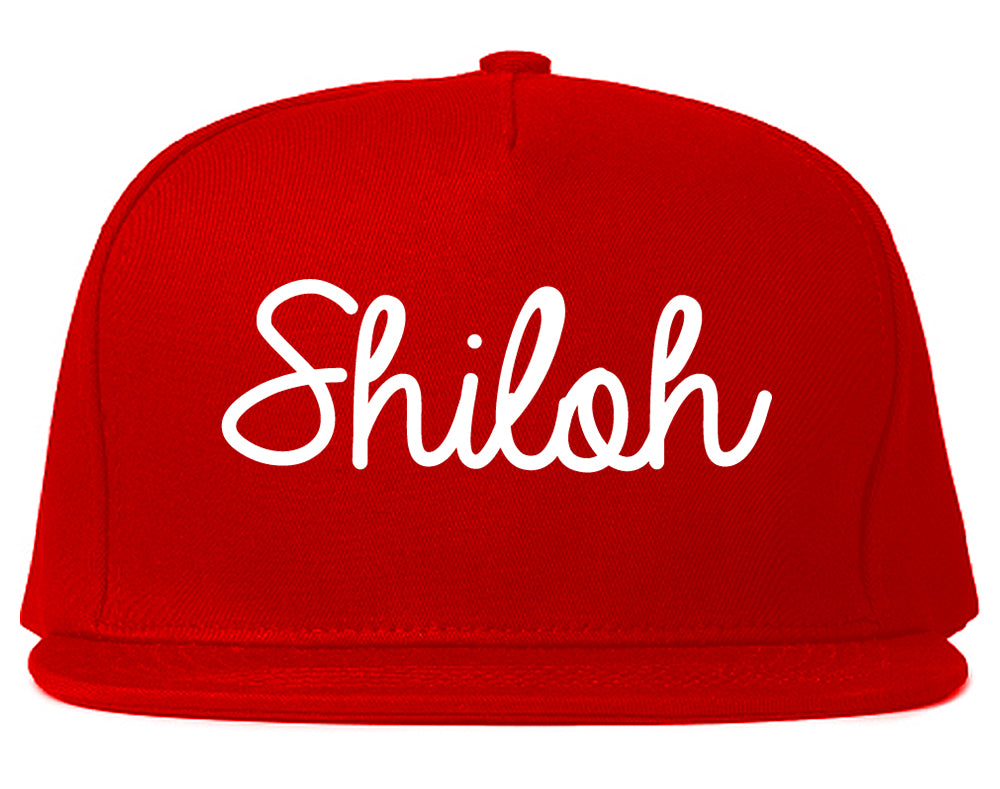 Shiloh Illinois IL Script Mens Snapback Hat Red